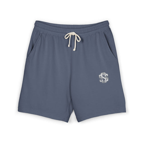 Lightweight Garment-Dyed Fleece Sweat Shorts — Neutral Cream with Subtle Chest 'S' Logo
