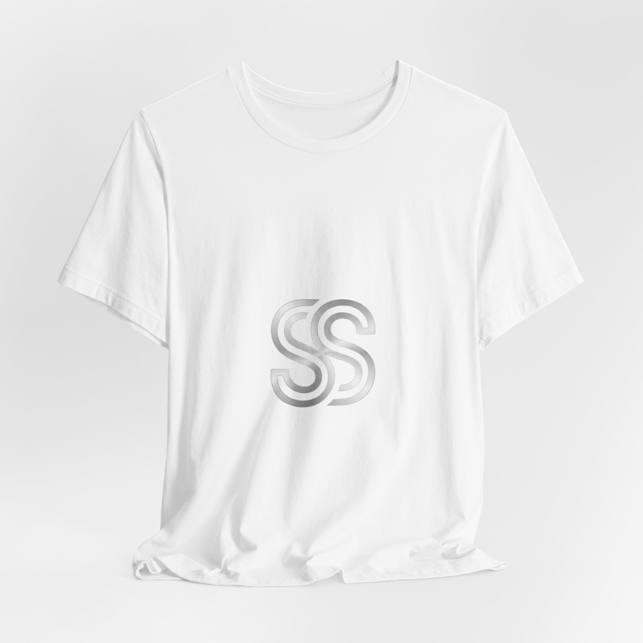 Minimal Monogram SS Logo T‑Shirt — Subtle Silver Double S Tee