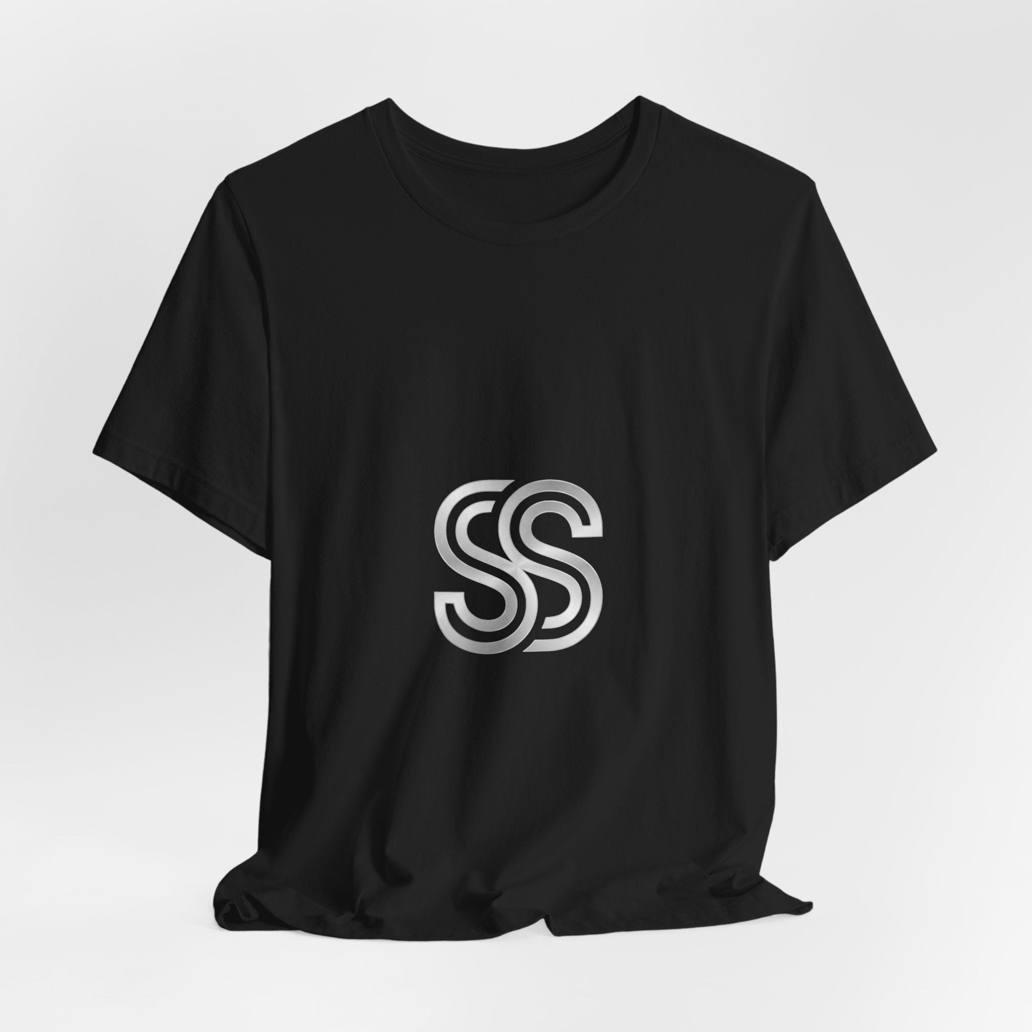 Minimal Monogram SS Logo T‑Shirt — Subtle Silver Double S Tee
