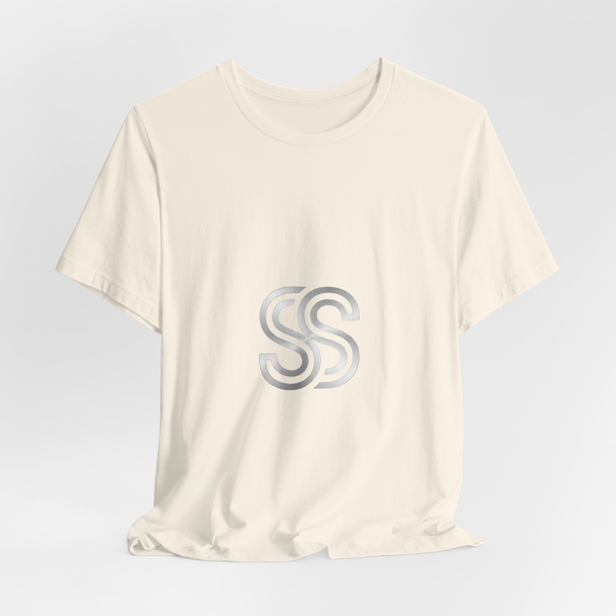 Minimal Monogram SS Logo T‑Shirt — Subtle Silver Double S Tee