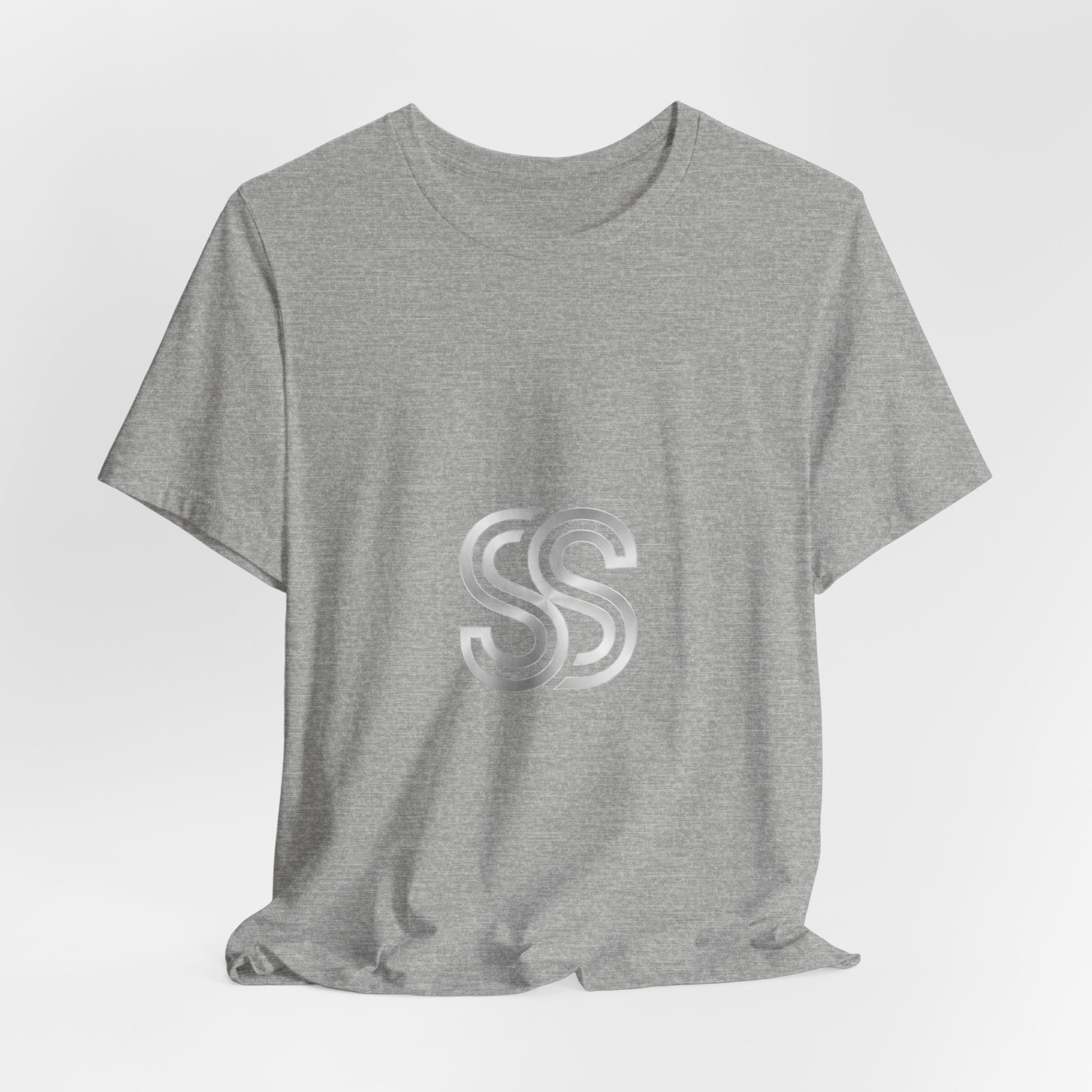 Minimal Monogram SS Logo T‑Shirt — Subtle Silver Double S Tee