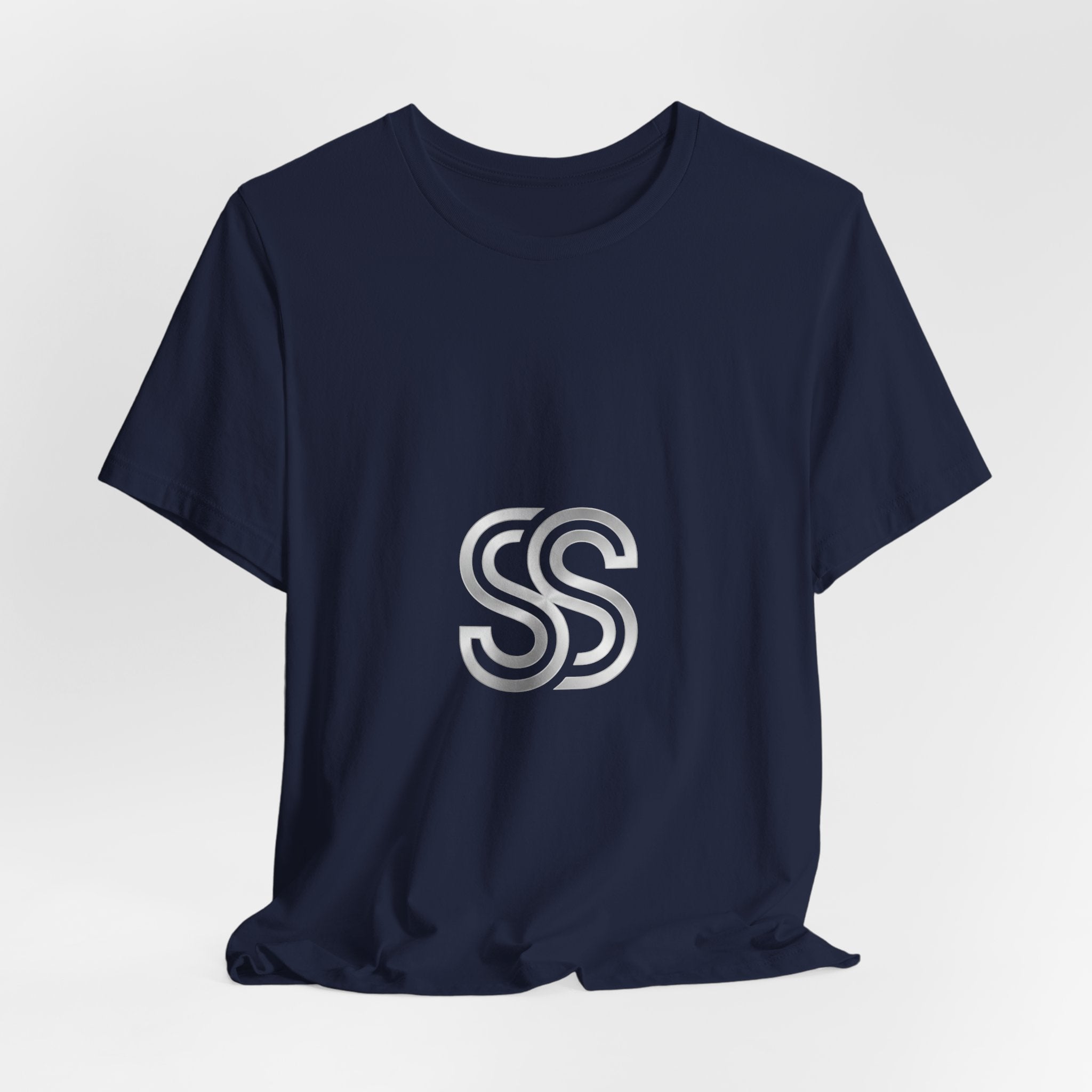 Minimal Monogram SS Logo T‑Shirt — Subtle Silver Double S Tee