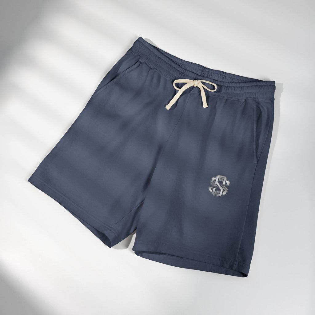 Lightweight Garment-Dyed Fleece Sweat Shorts — Neutral Cream with Subtle Chest 'S' Logo