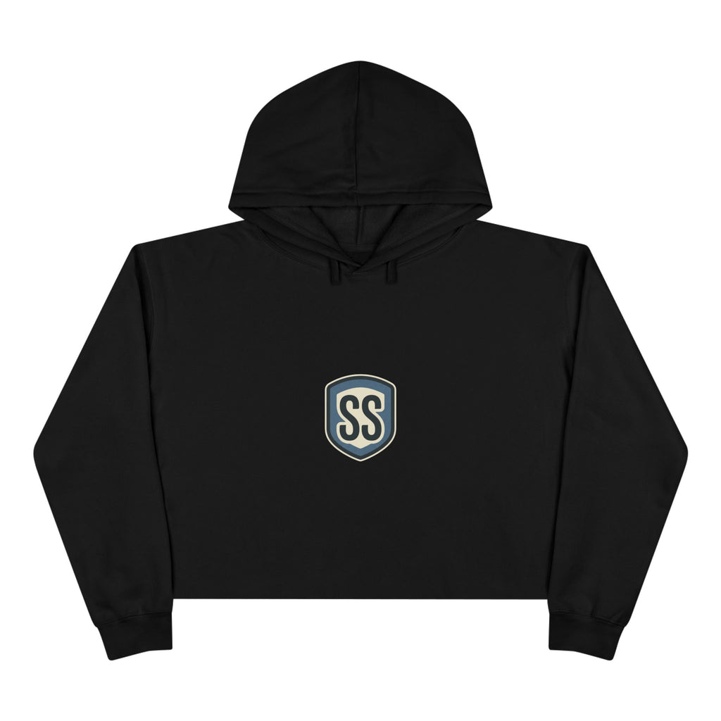 SS ICON Cropped Hoodie — Minimal Shield Logo & Back Star Graphic