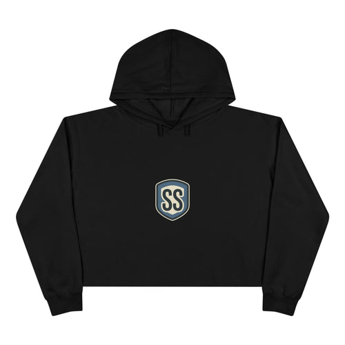 SS ICON Cropped Hoodie — Minimal Shield Logo & Back Star Graphic
