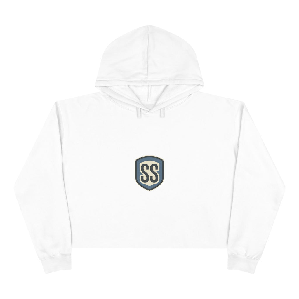 SS ICON Cropped Hoodie — Minimal Shield Logo & Back Star Graphic