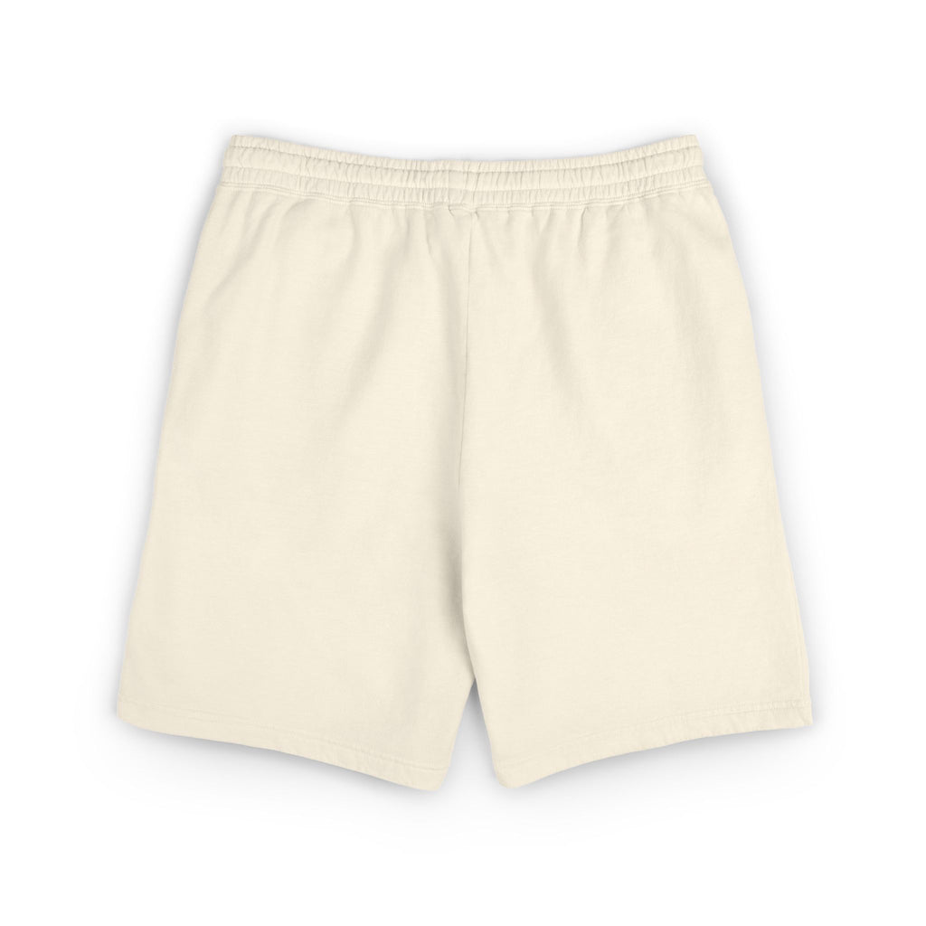 Lightweight Garment-Dyed Fleece Sweat Shorts — Neutral Cream with Subtle Chest 'S' Logo