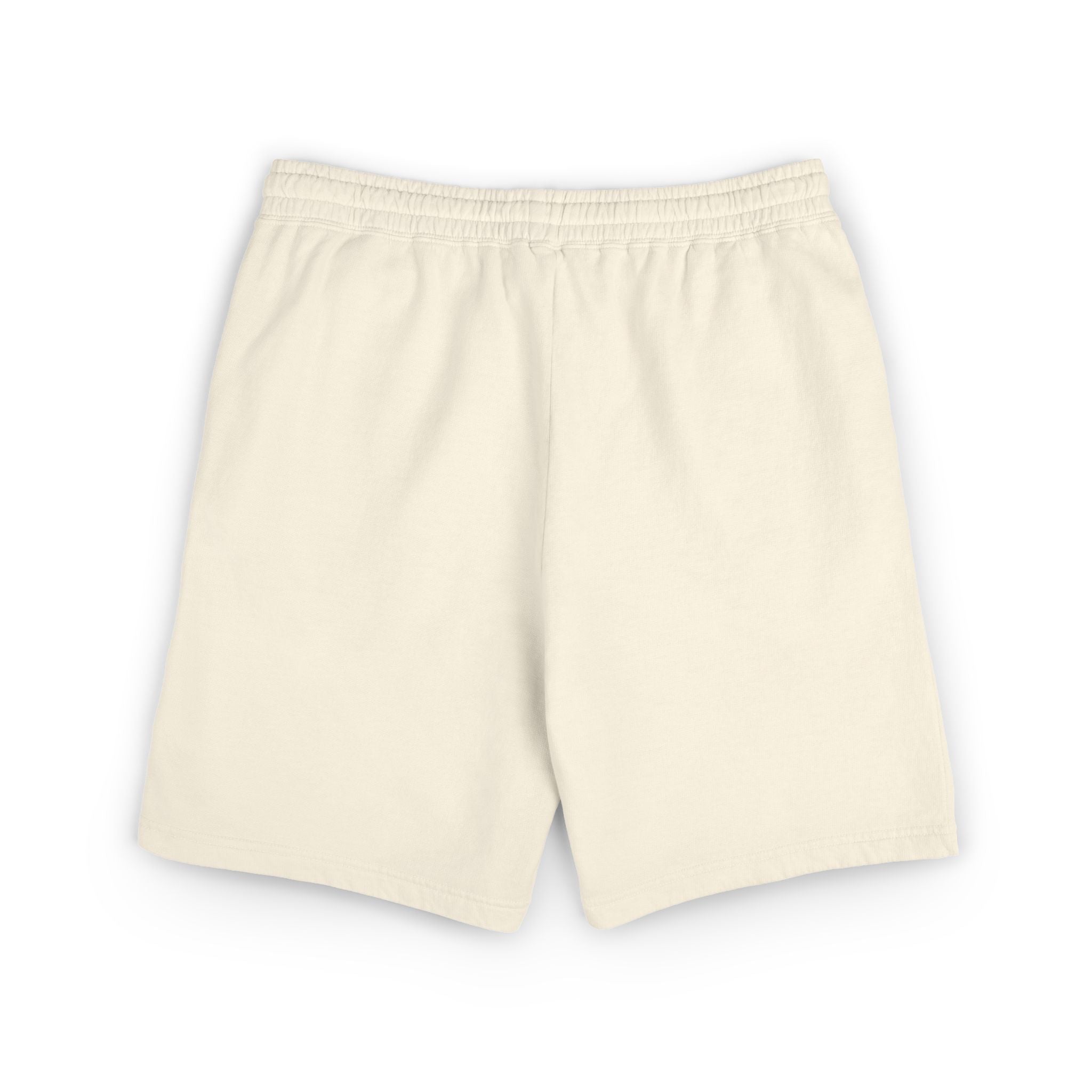 Lightweight Garment-Dyed Fleece Sweat Shorts — Neutral Cream with Subtle Chest 'S' Logo